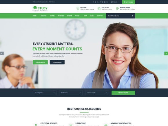 02 Online Education PSD Template Overview