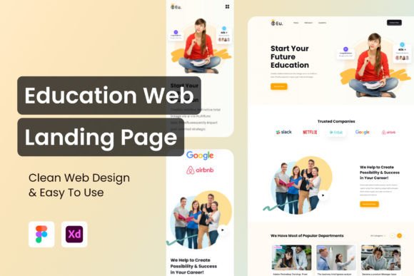 Mastering Education Web Landing Page UI Elements