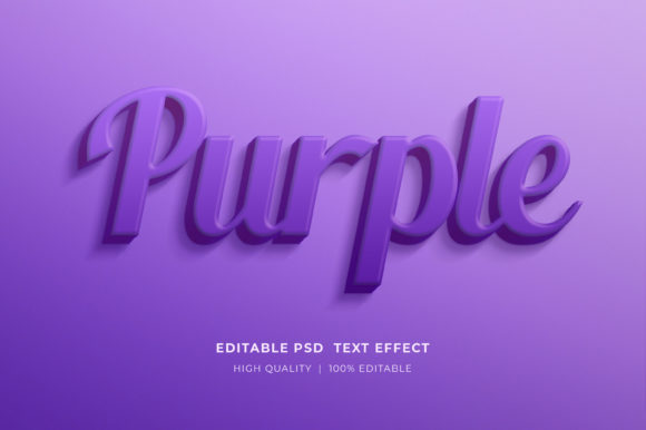 Purple 3D Text Effect PSD Mockup Guide